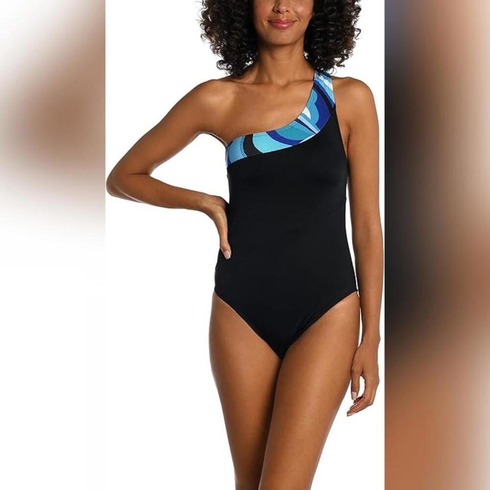 NWOT AMAVI Women's One Shoulder One Piece Swimsuit, 8